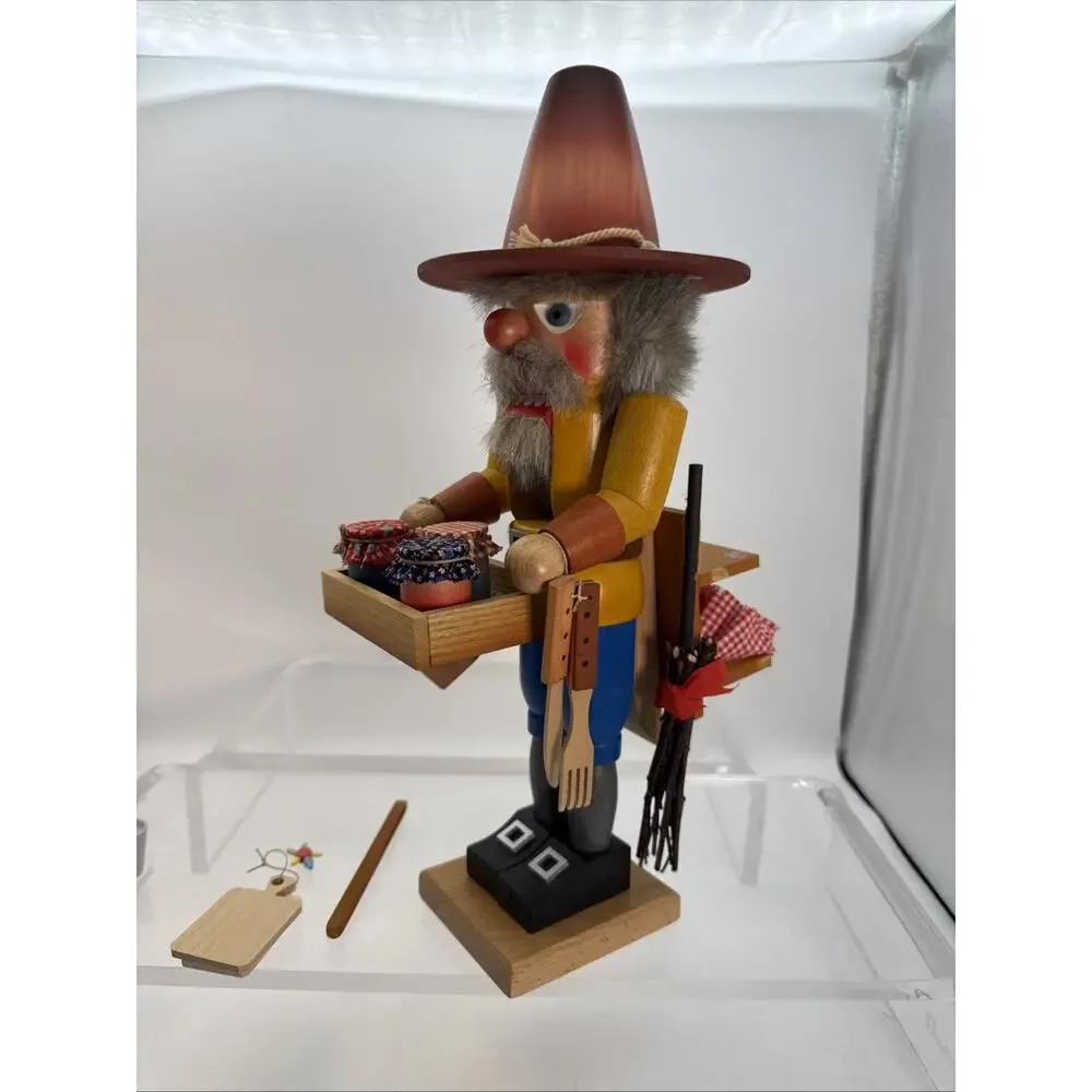 Christian Ulbricht Nutcracker Peddler 15.5” Cheese, Wine, Jam, Broom READ MORE